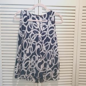 MILANO Sleeveless Blouse in Navy & White size S